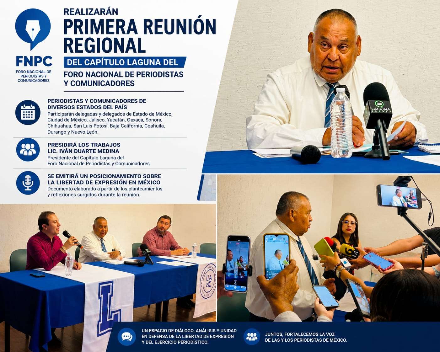 Realizarán Primera Reunión Regional del Capítulo Laguna del Foro Nacional de Periodistas